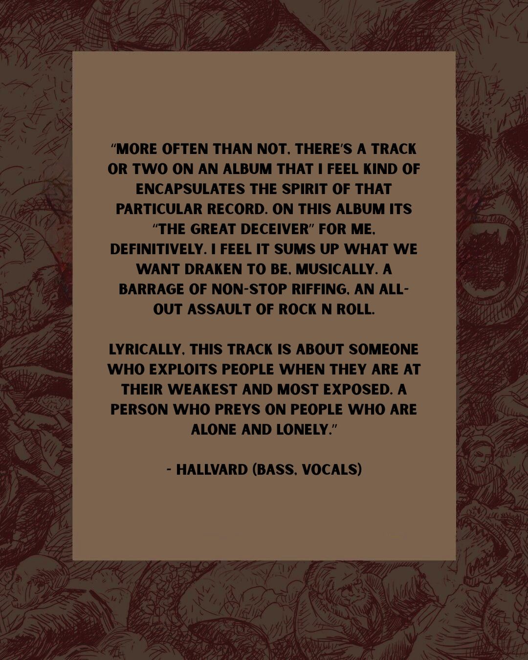 DRAKEN album - Here Be Draken- opening song “The Great Deceiver”